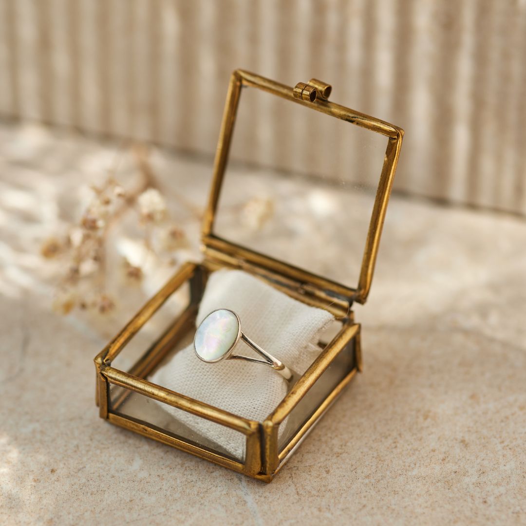 Aries Weißes Perlmutt Ring Silber