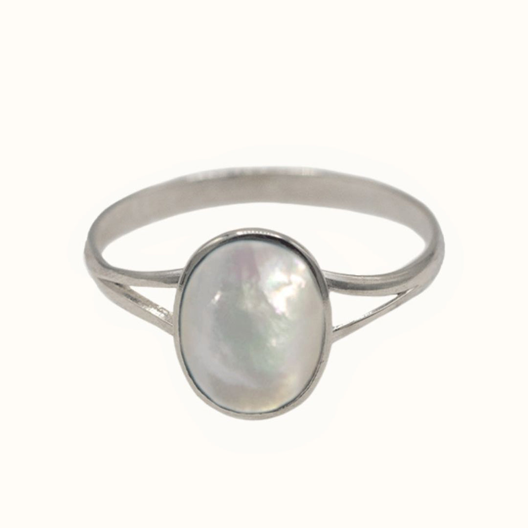 Aries Weißes Perlmutt Ring Silber
