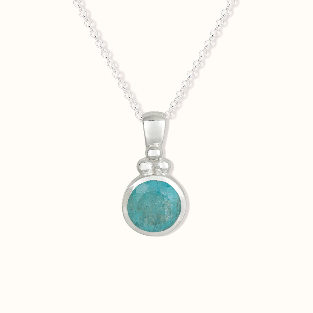 Ava Aquamarin Charm Silber