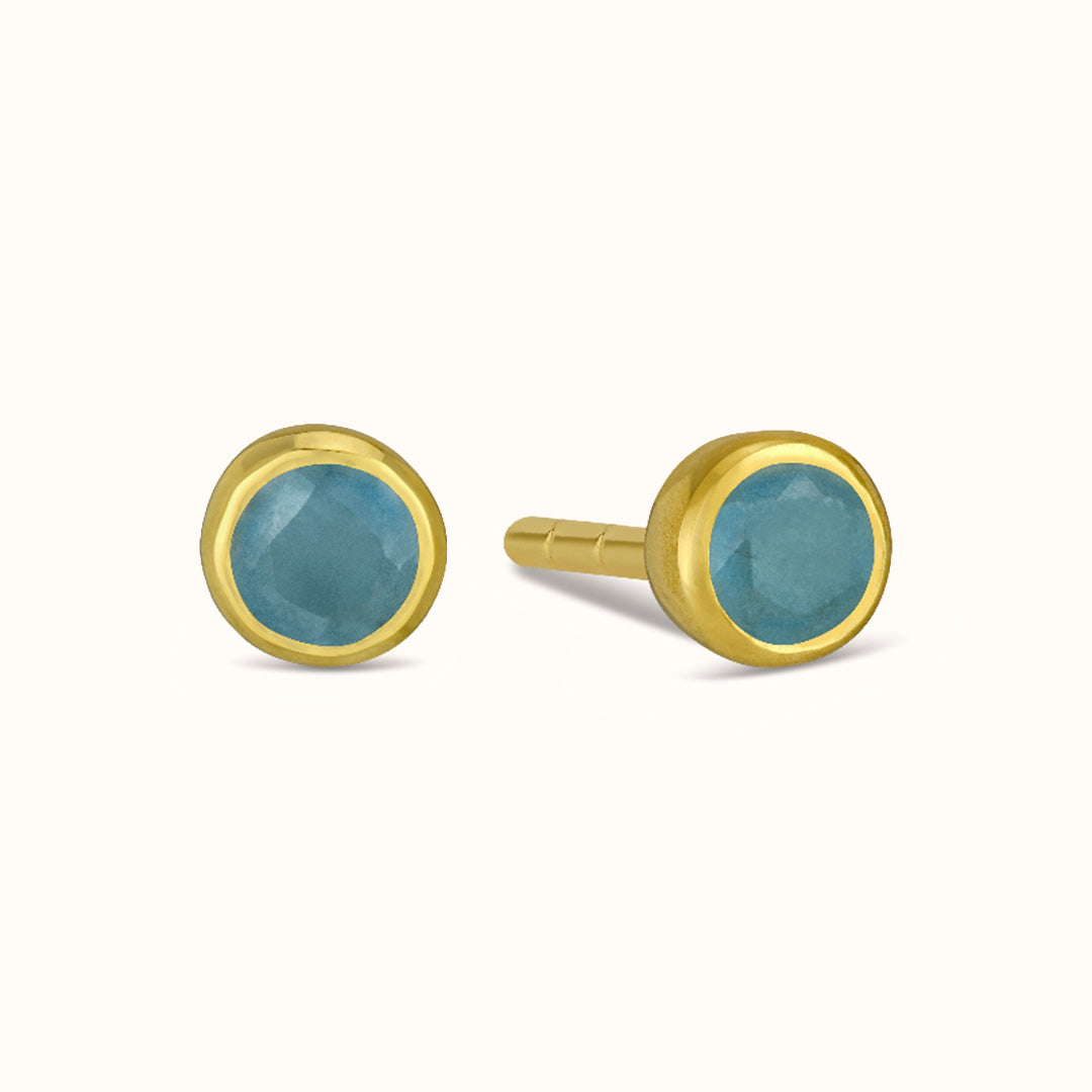 Ava Aquamarin Ohrstecker Golden