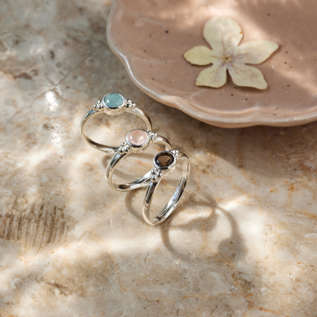 Ava Rauchquarz Ring Silber