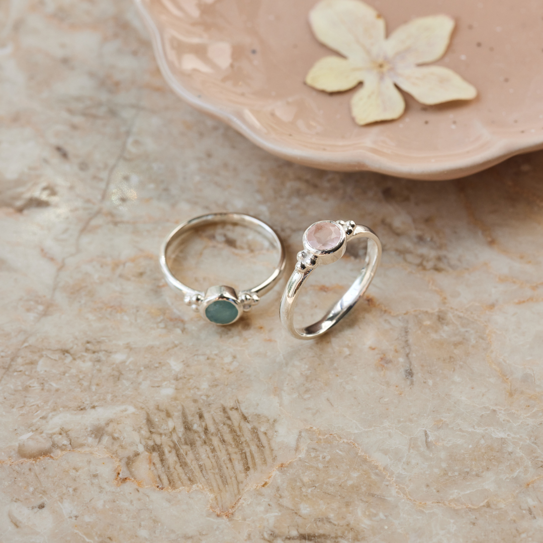 Ava Rosenquarz Ring Silber
