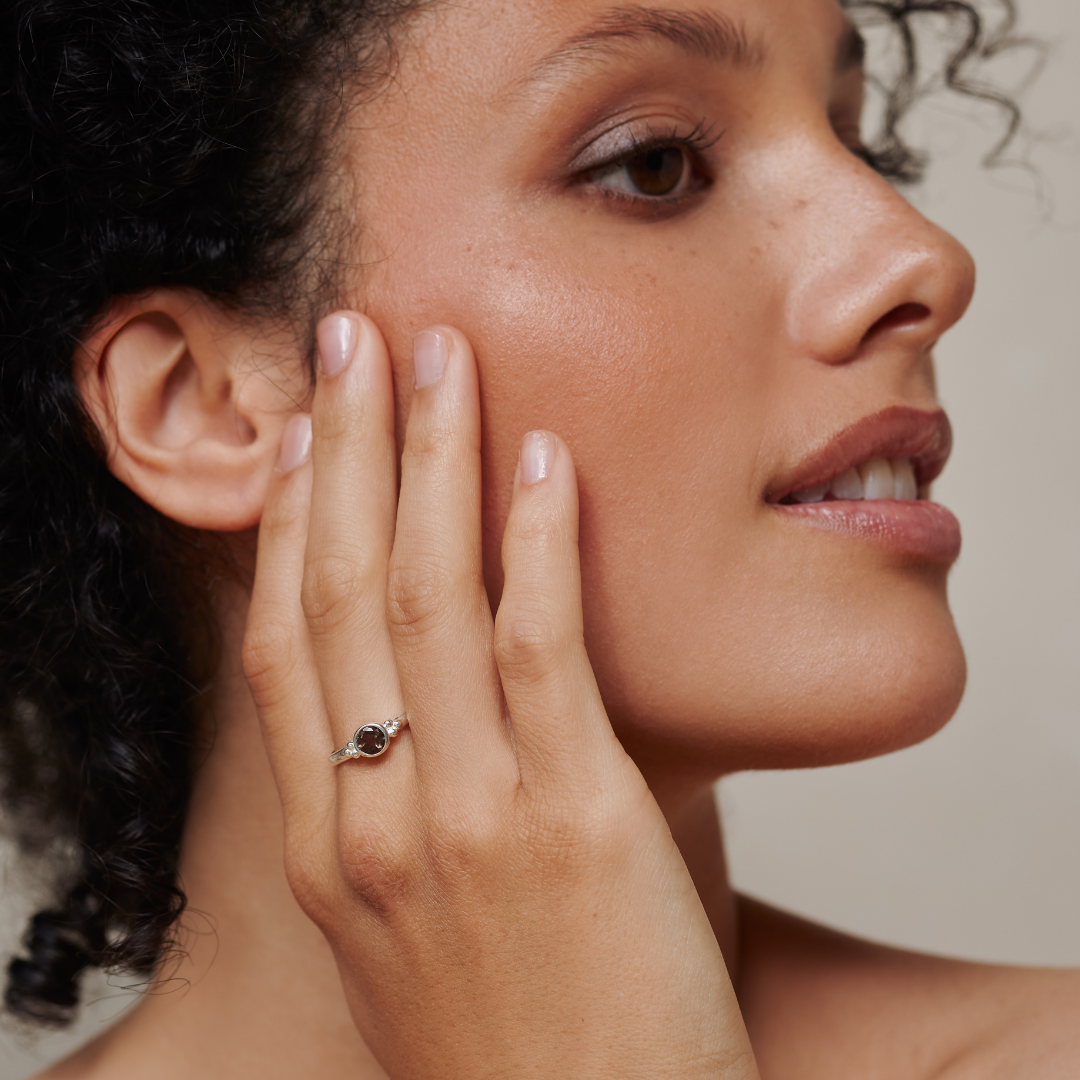 Ava Rauchquarz Ring Silber