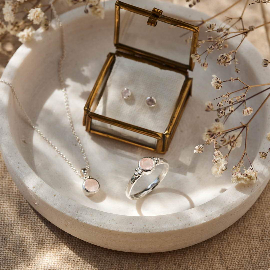 Ava Rosenquarz Ring Silber