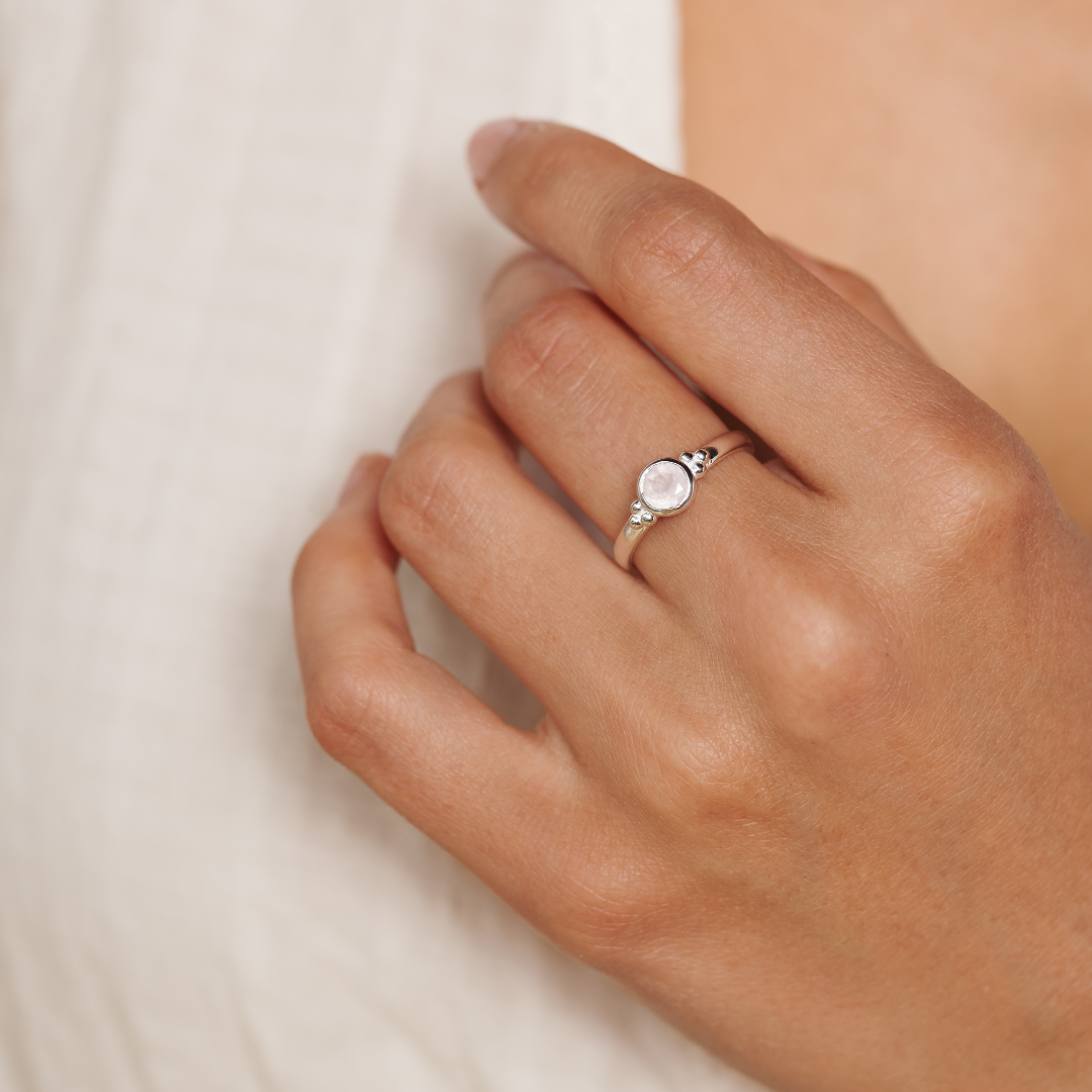 Ava Rosenquarz Ring Silber