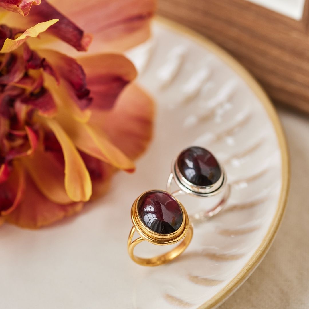 Aylin Granat Ring Silber