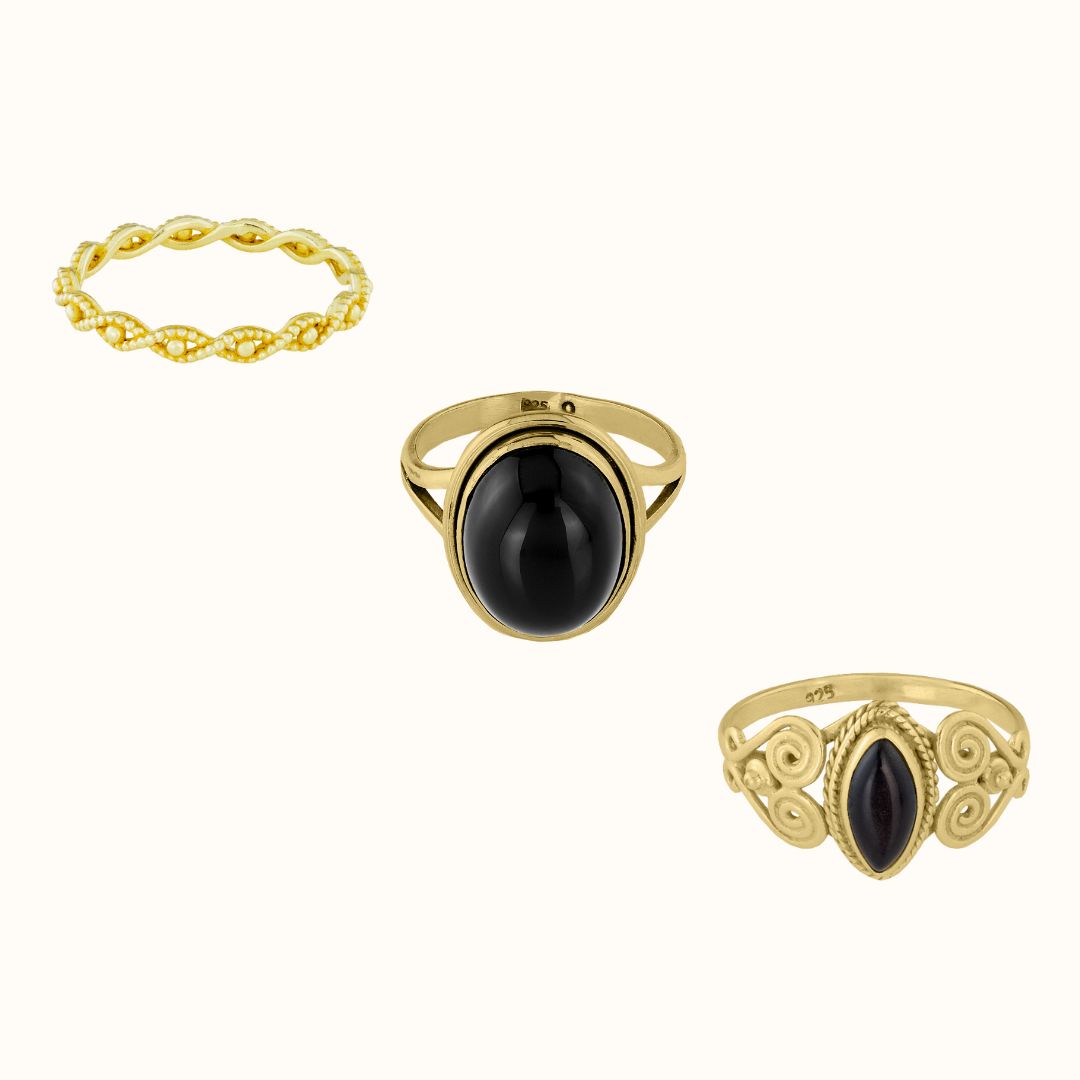 Aylin Onyx Ring Golden Set