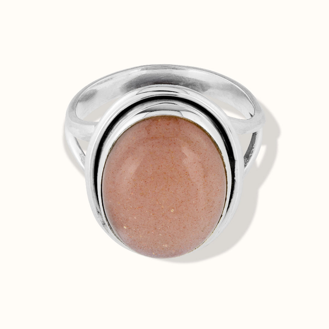 Aylin Peach-Mondstein Ring Silber