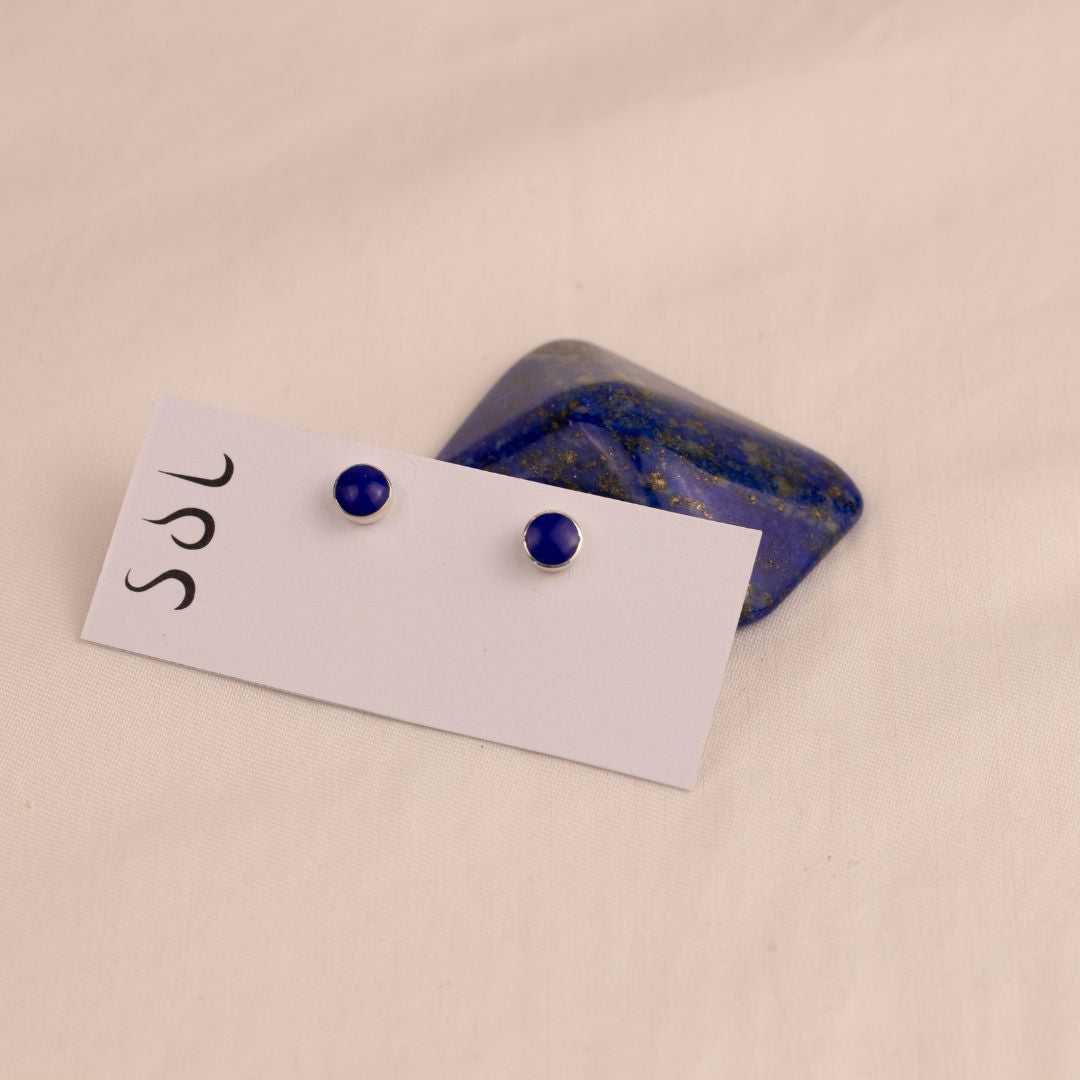 Basic Dunkelblaue Ohrstecker Silber 5mm