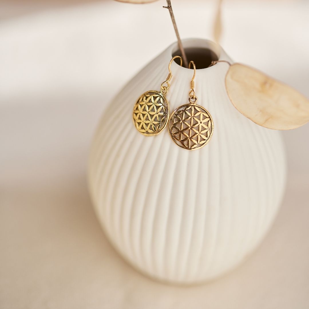 Blume des Lebens Ohrhänger Golden