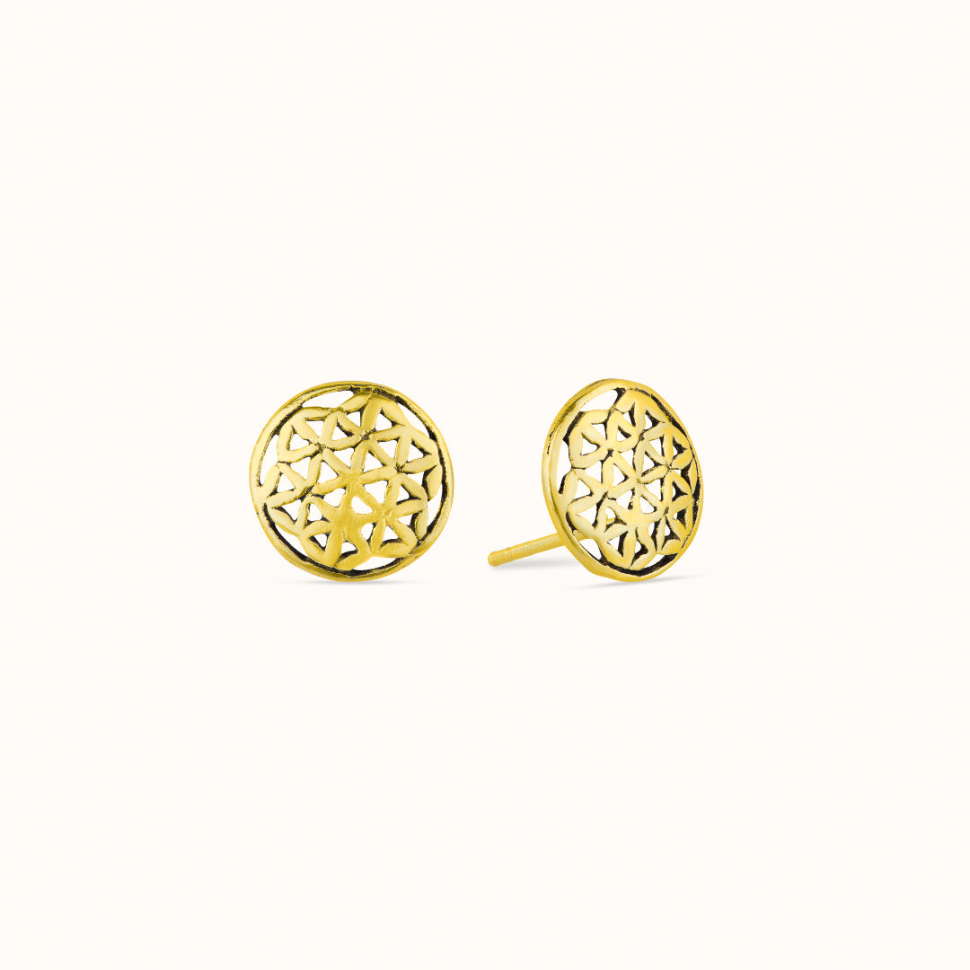 Blume des Lebens Ohrstecker 12mm Golden