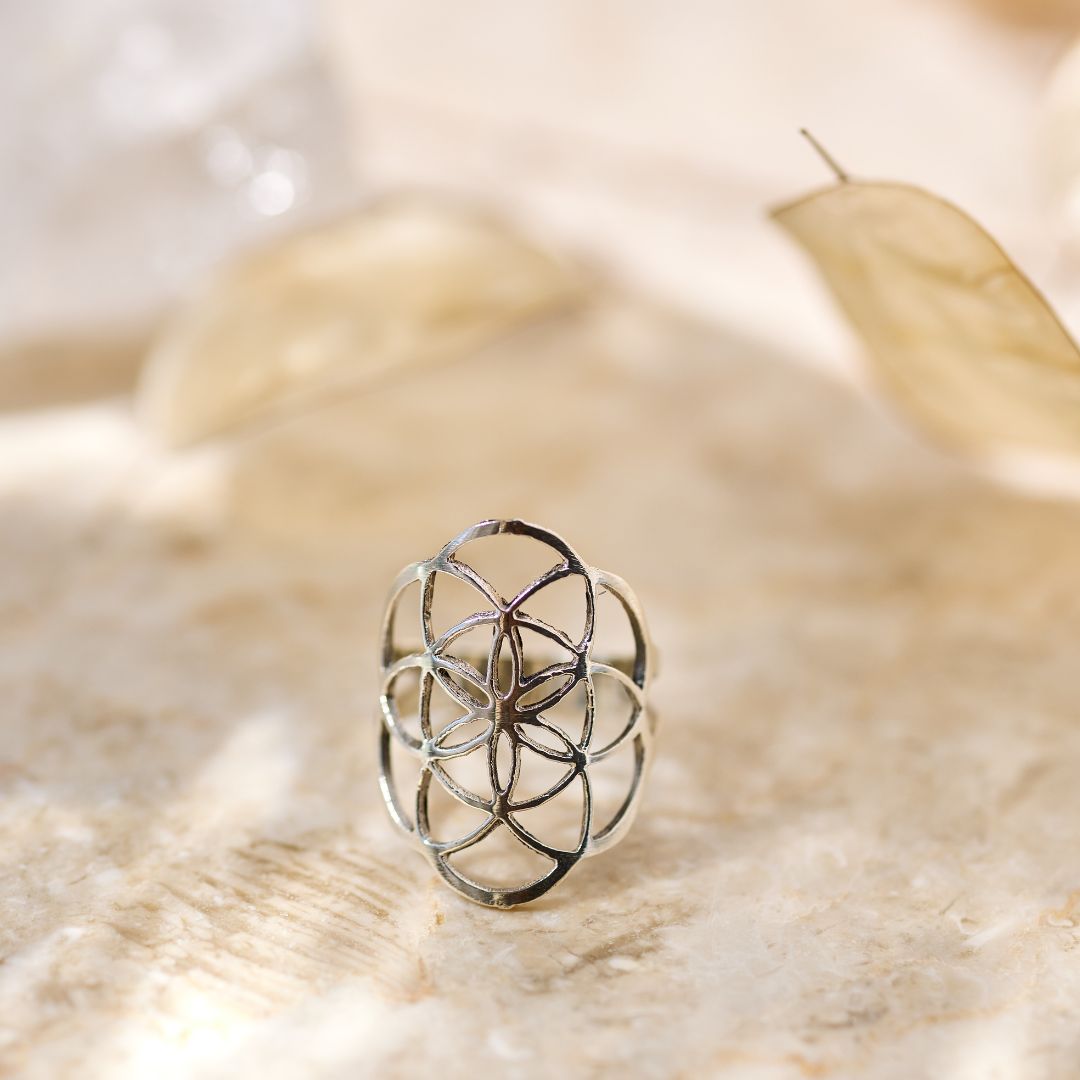 Blume des Lebens Ring Silber