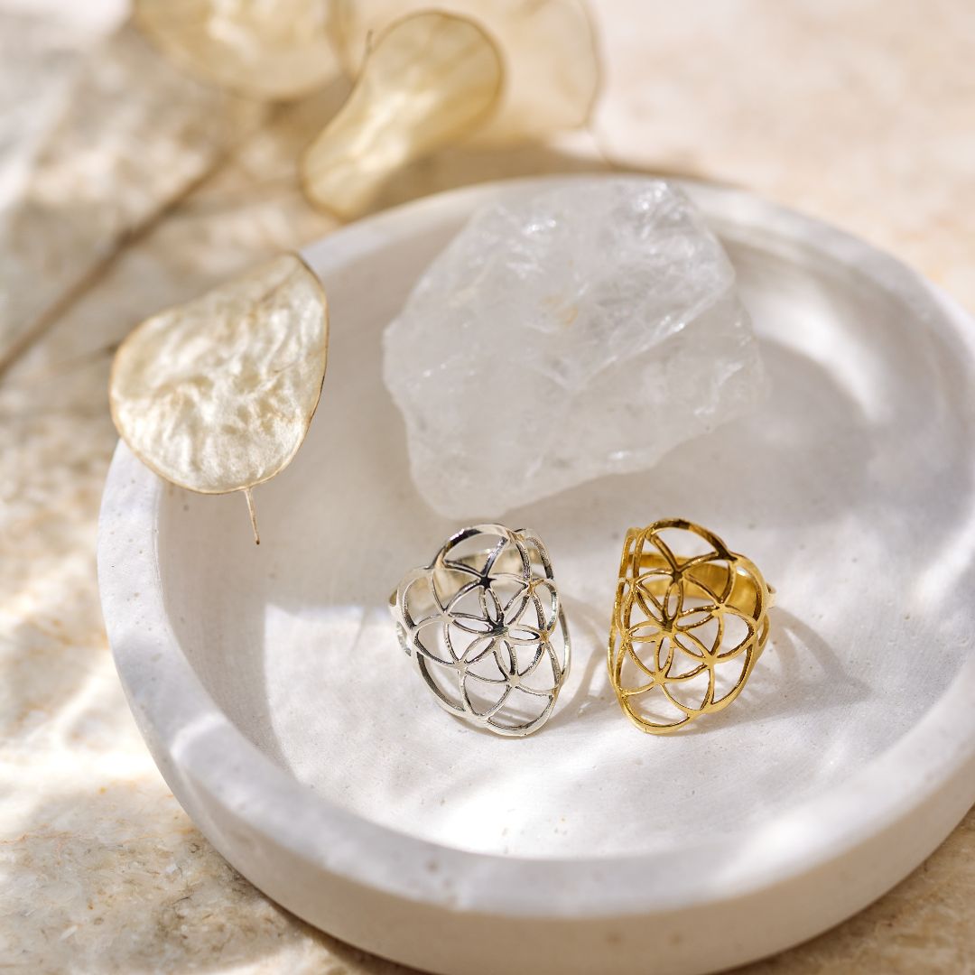 Blume des Lebens Ring Golden