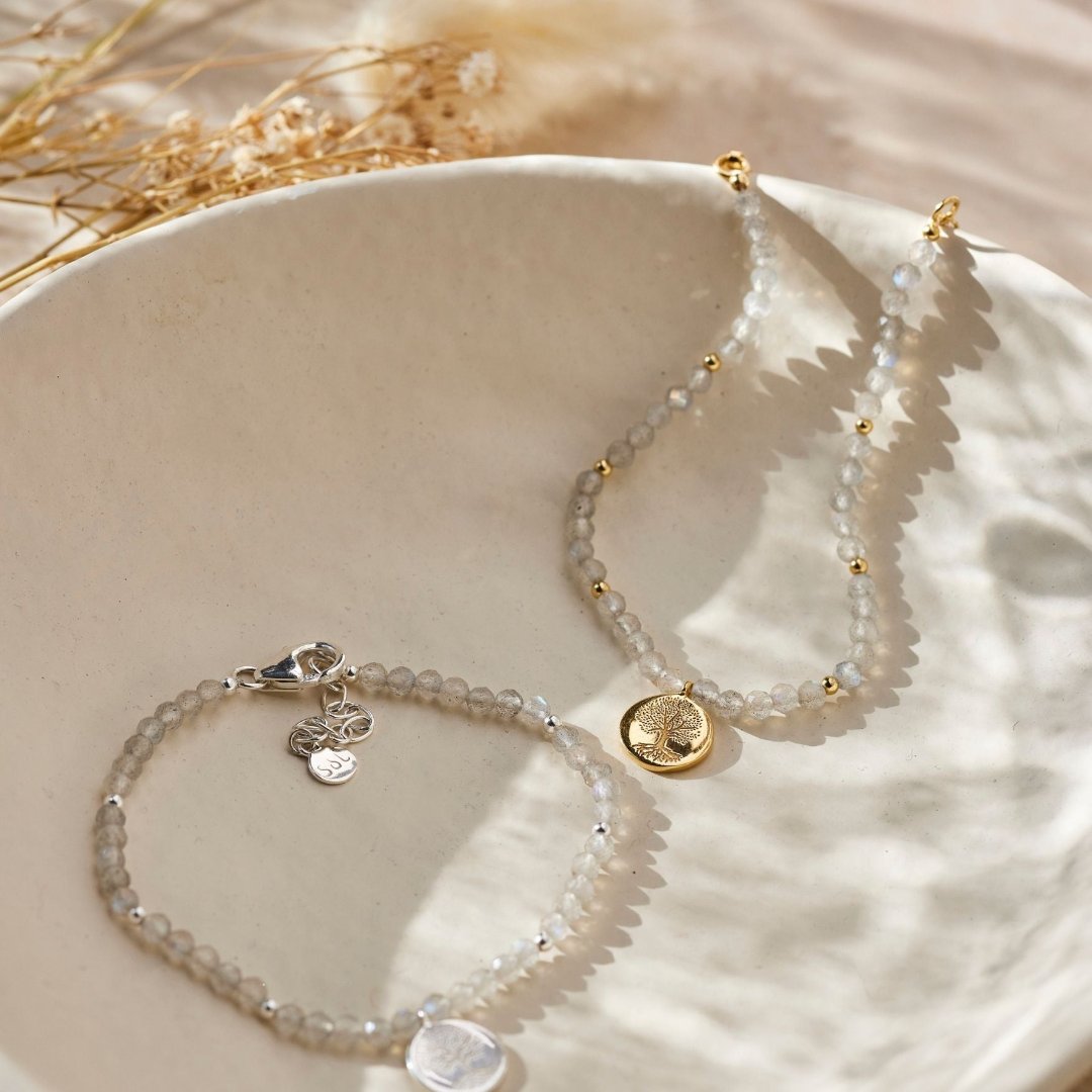 "Breathe in, breathe out" Labradorit Armband Golden
