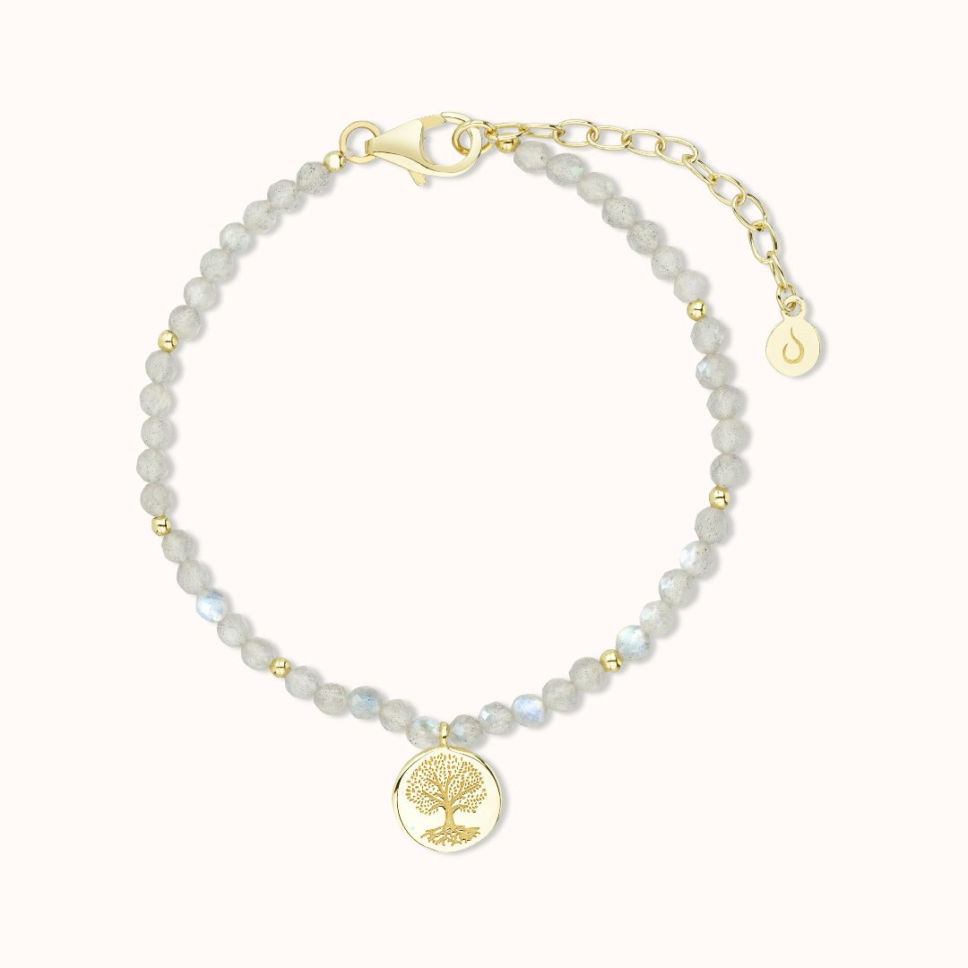 "Breathe in, breathe out" Labradorit Armband Golden