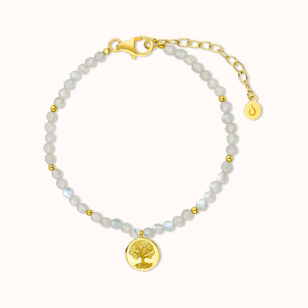 "Breathe in, breathe out" Labradorit Armband Golden