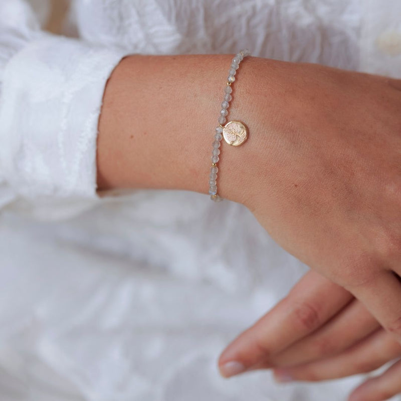 "Breathe in, breathe out" Labradorit Armband Golden