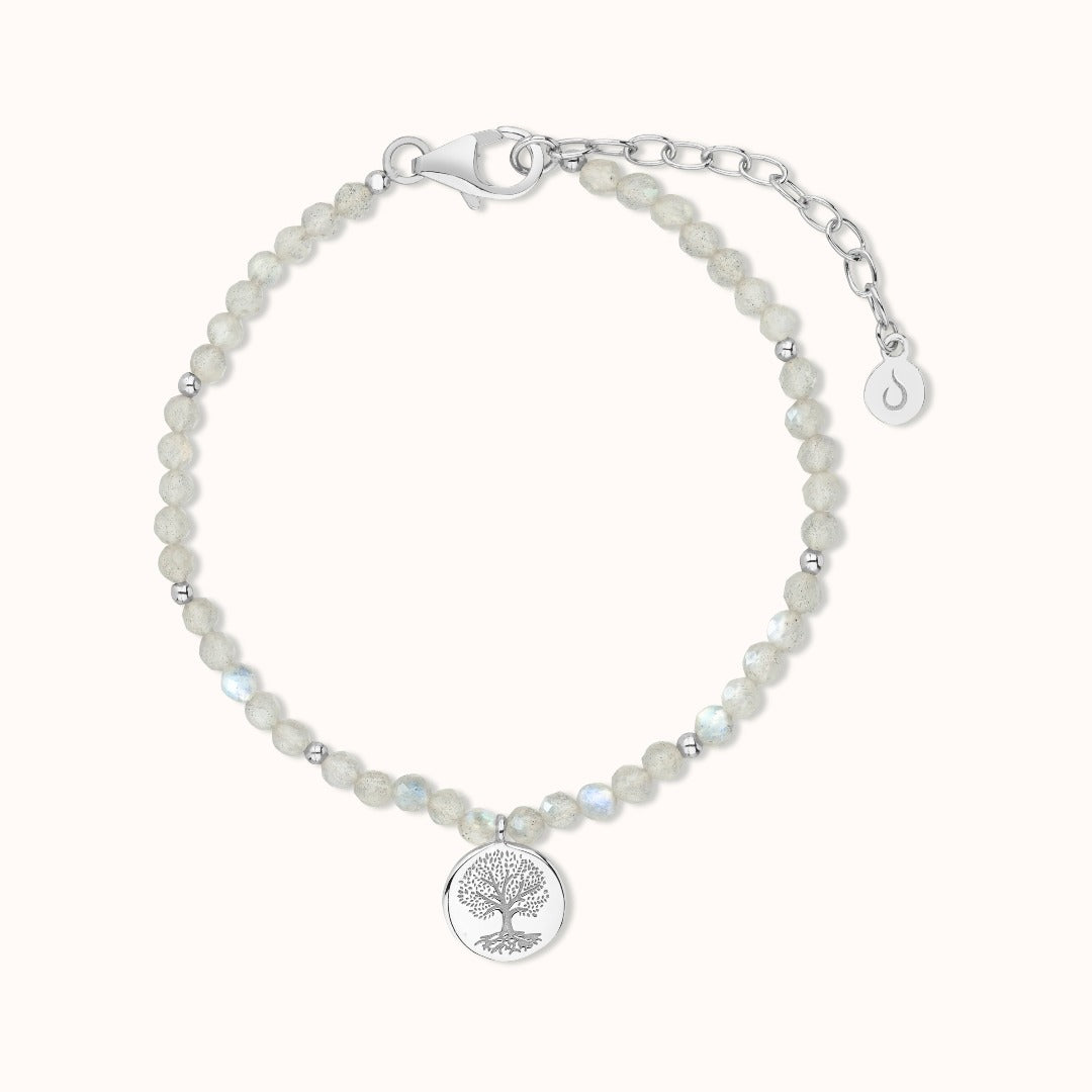 "Breathe in, breathe out" Labradorit Armband Silber