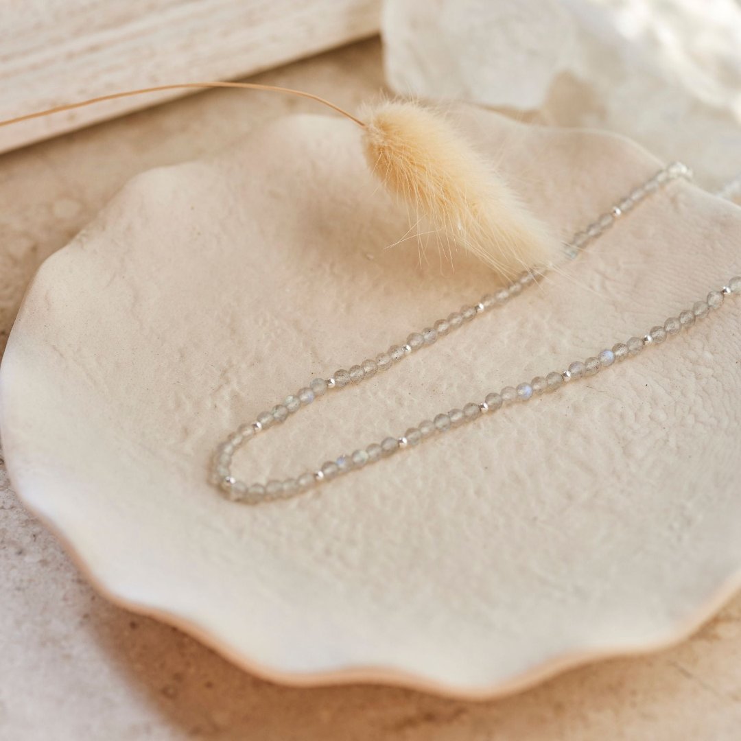 "Breathe in, breathe out" Labradorit Kette Silber
