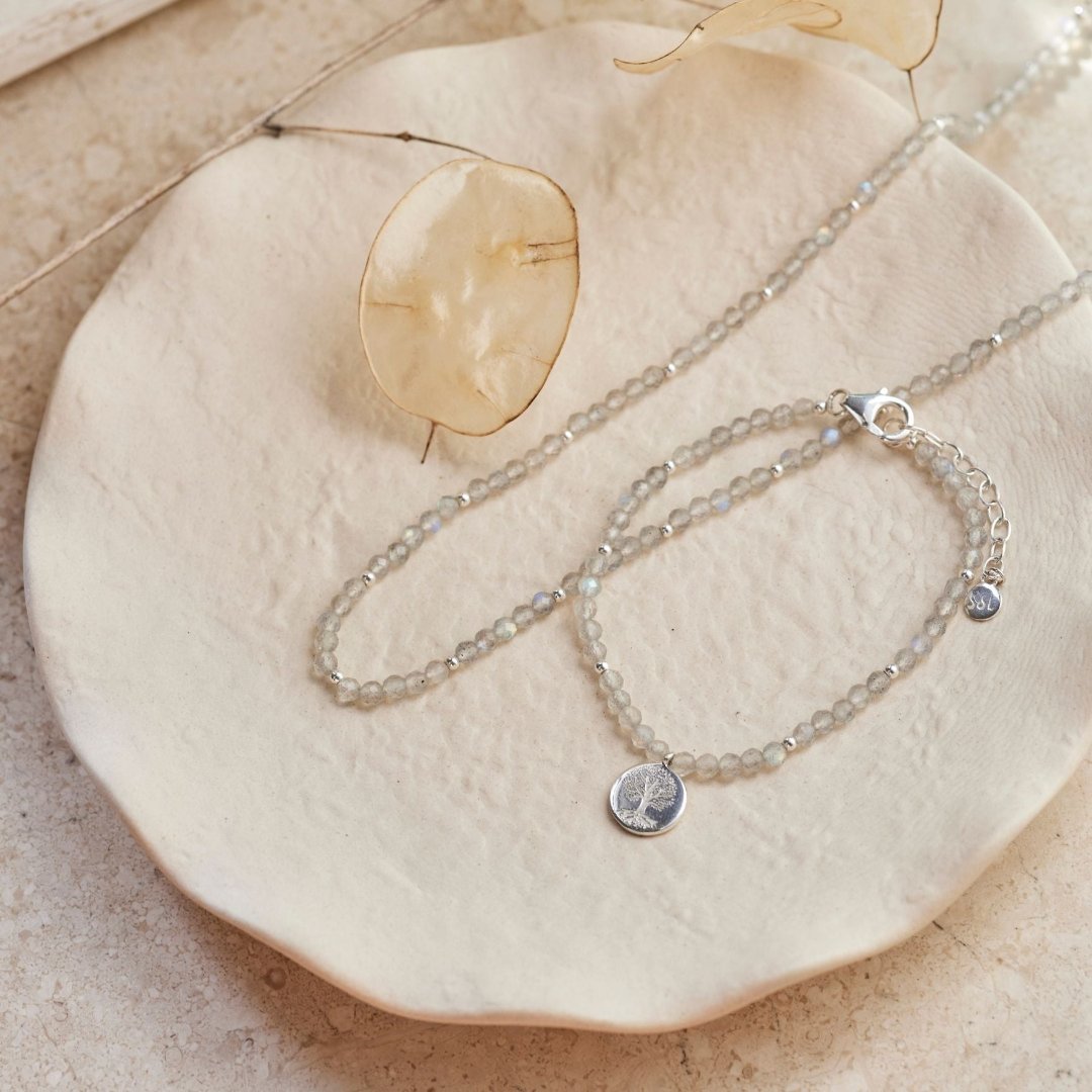 "Breathe in, breathe out" Labradorit Kette Silber