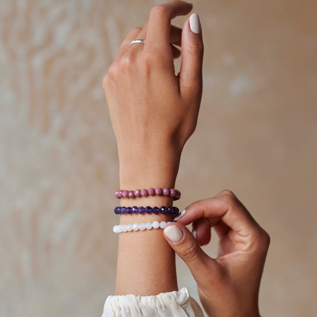 CALM DOWN Set Amethyst, Rhodonit, Mondstein