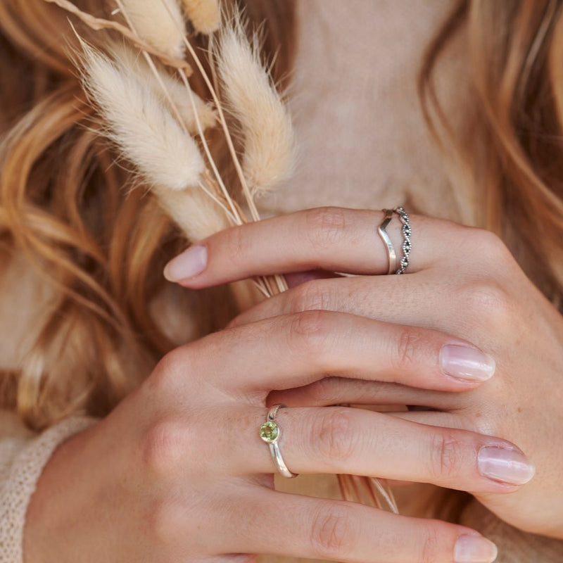 Una Peridot Ring Silber Set