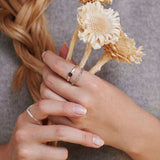 Una Granat Ring Silber Set