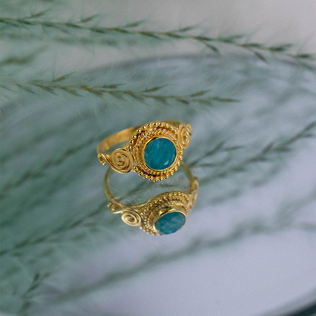 Dara Amazonit Ring Golden - Spirit of Liebs