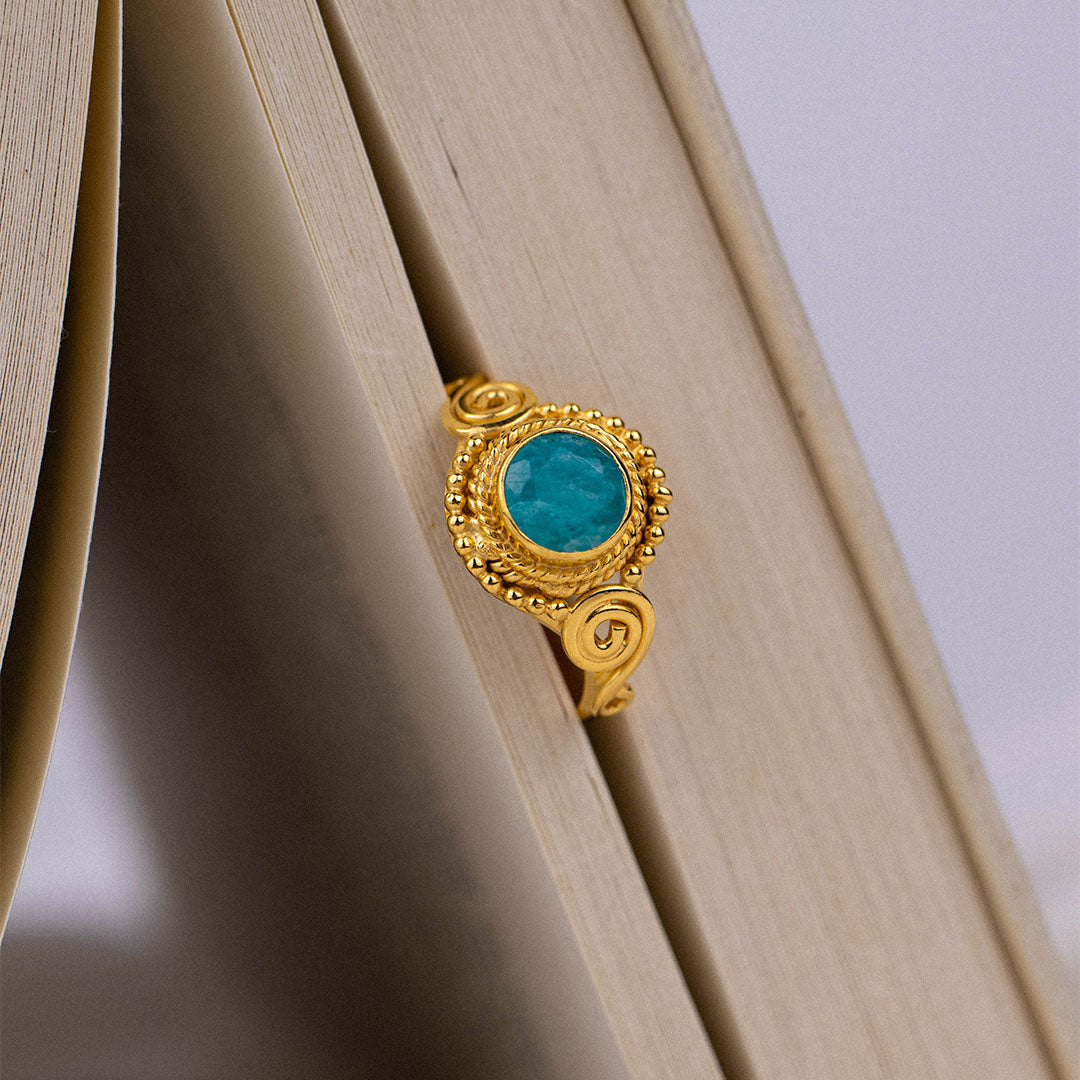 Dara Amazonit Ring Golden - Spirit of Liebs