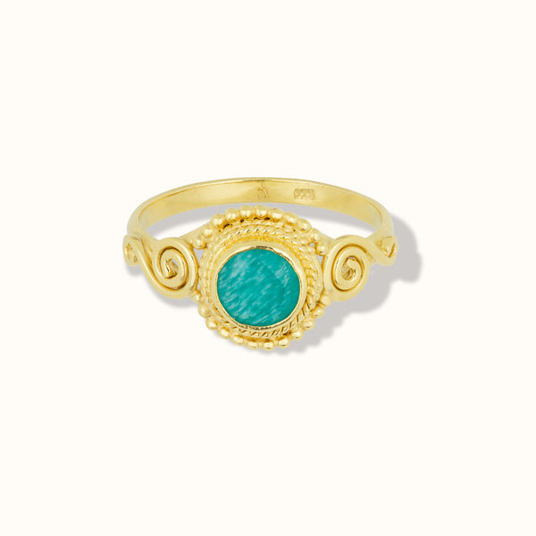 Dara Amazonit Ring Golden