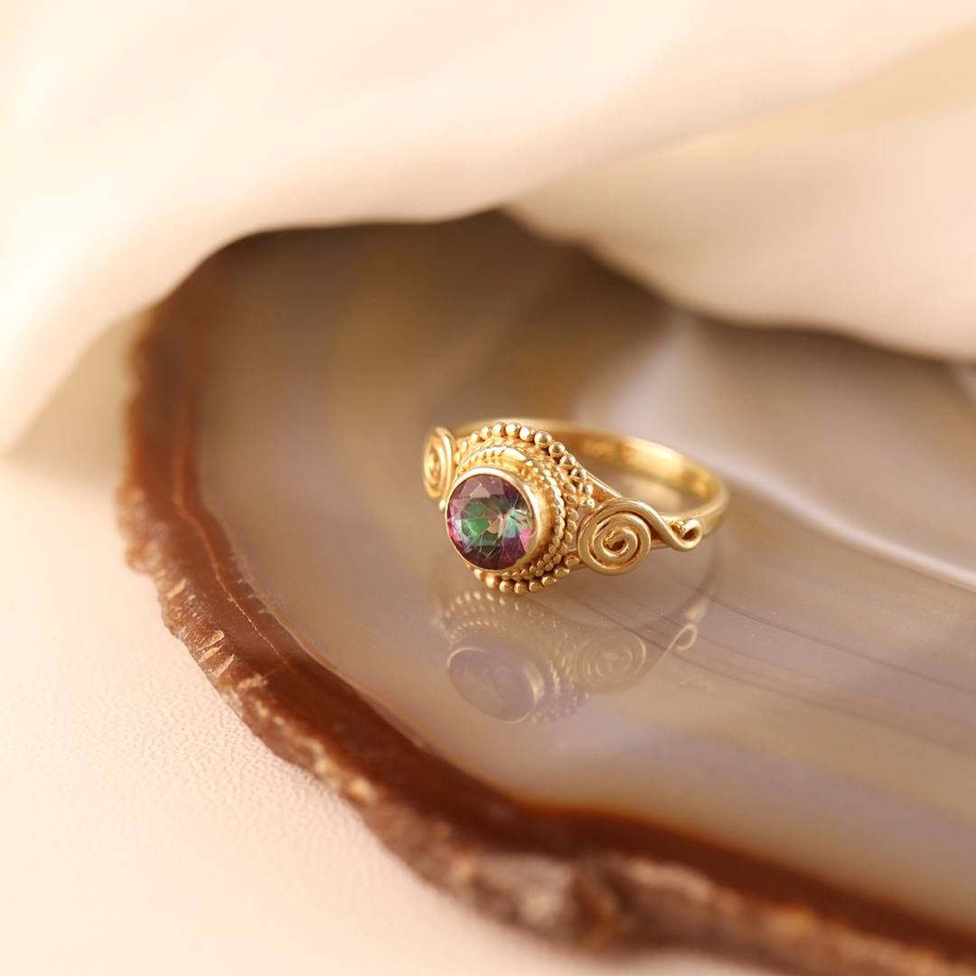 Dara Aura-Quarz Ring Golden - Spirit of Liebs