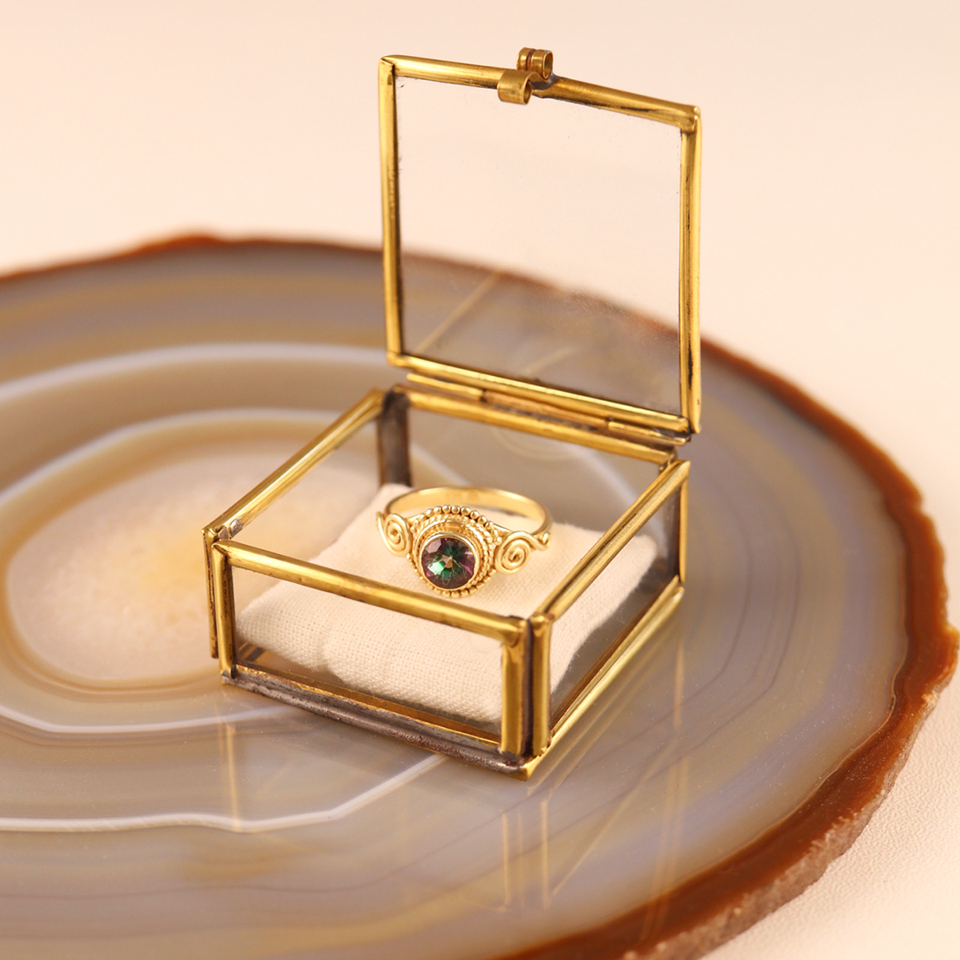 Dara Aura-Quarz Ring Golden - Spirit of Liebs