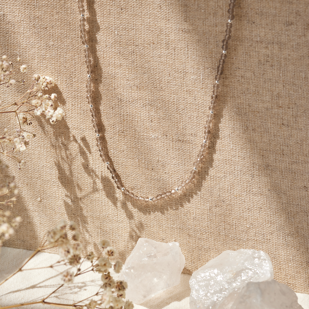 "Echoes of the Universe" Rauchquarz Kette Silber