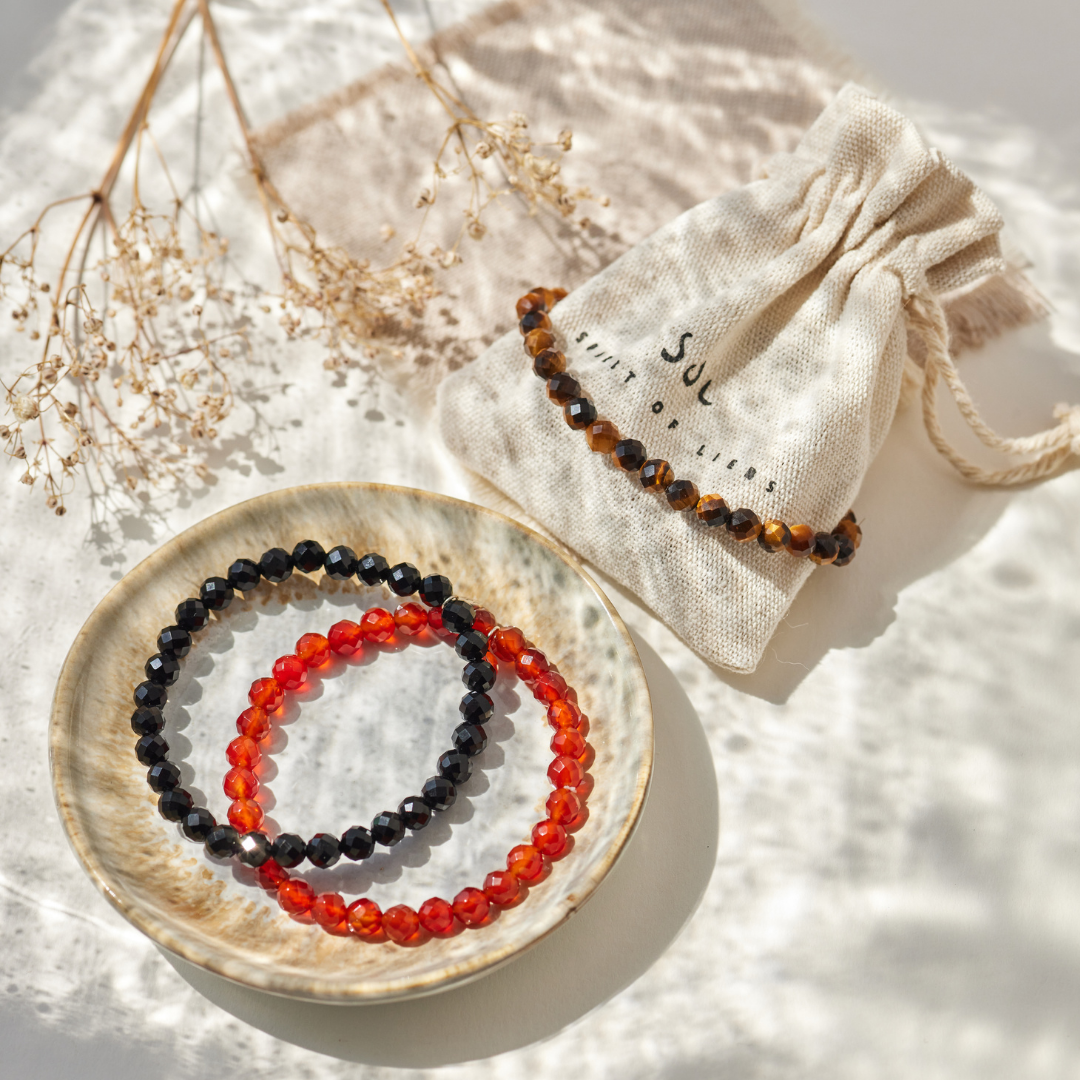 ENERGIZE Set Karneol, Tigerauge, Onyx