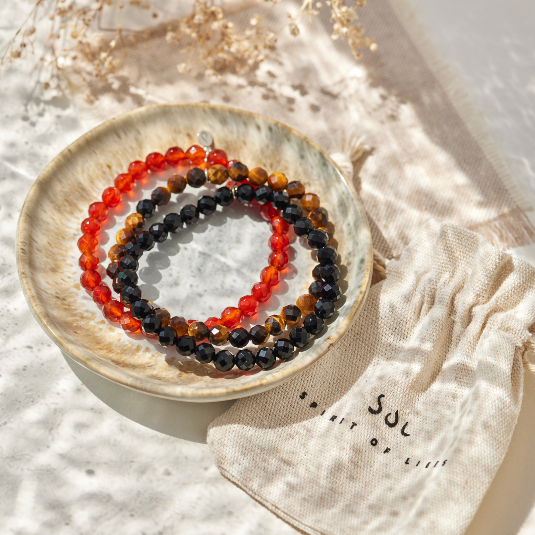 ENERGIZE Set Karneol, Tigerauge, Onyx