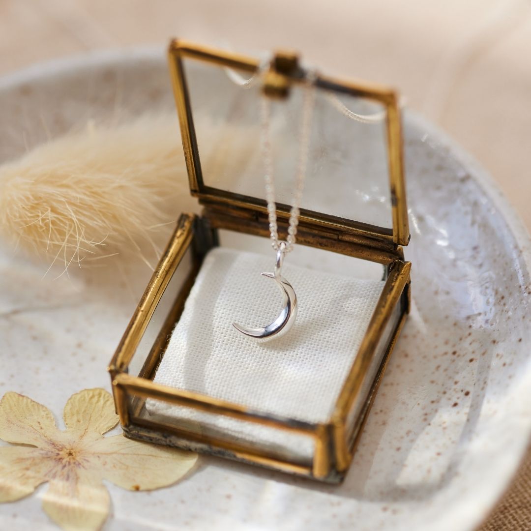 "Fly me to the moon" Mond Charm Silber