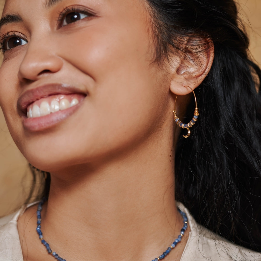 "Fly me to the moon" Sodalith Hoops Golden