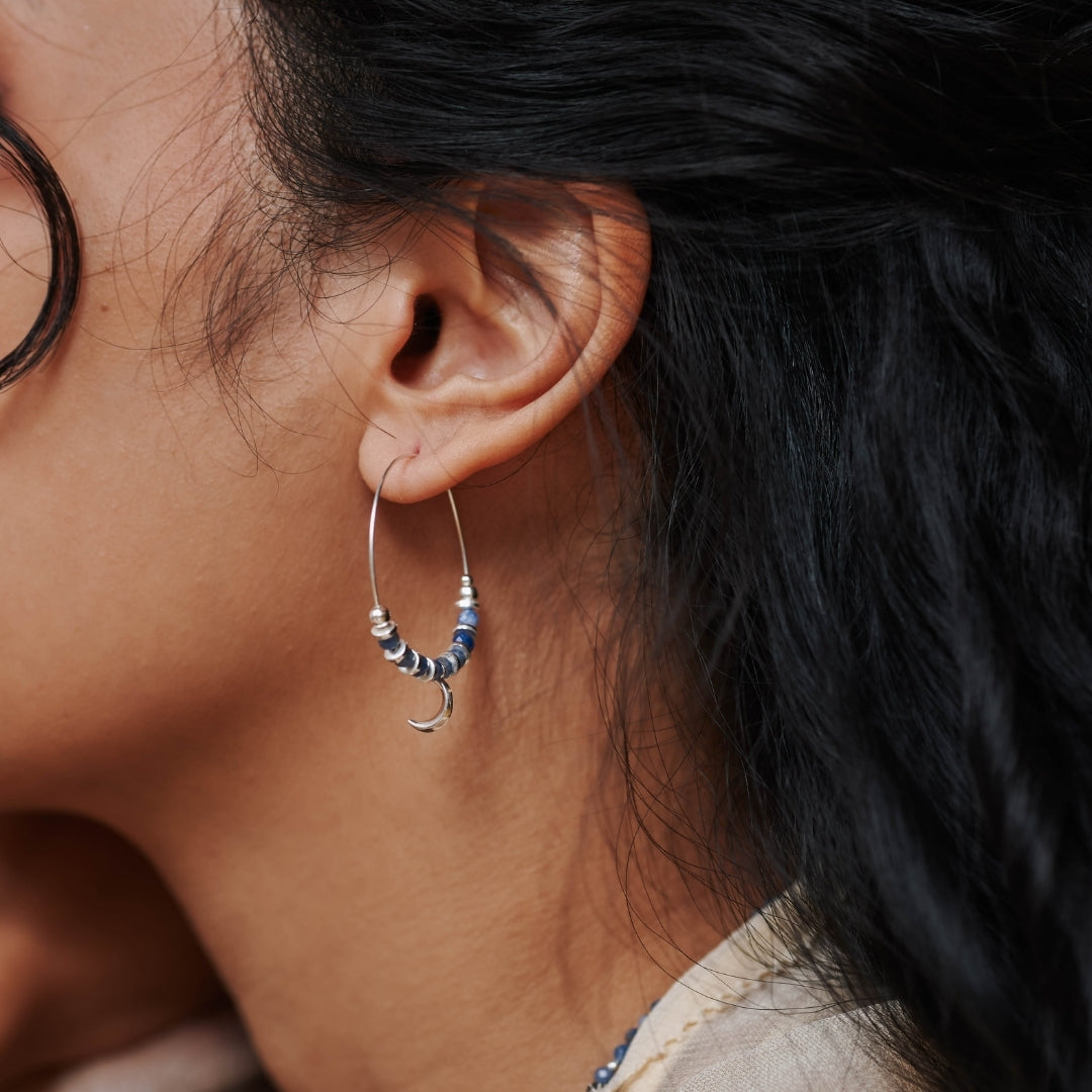 "Fly me to the moon" Sodalith Hoops Silber