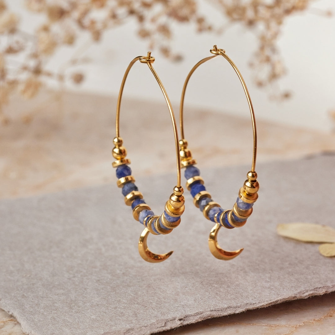 "Fly me to the moon" Sodalith Hoops Golden