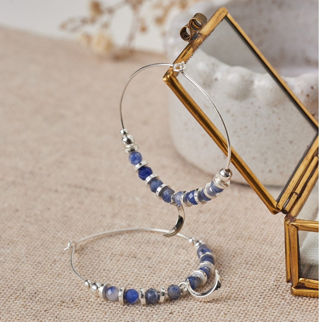 "Fly me to the moon" Sodalith Hoops Silber