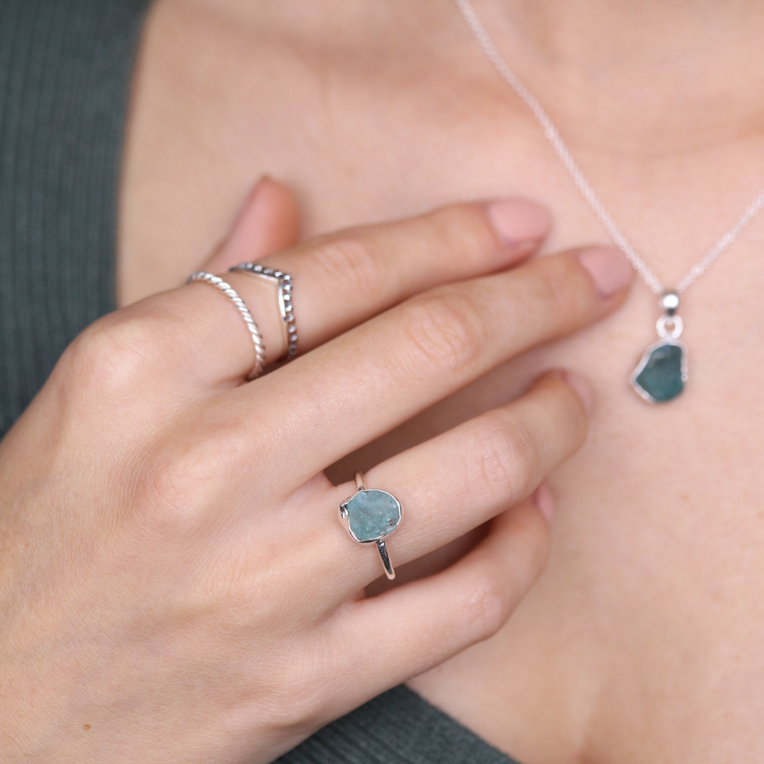 Gaia Apatit Ring Silber - Spirit of Liebs