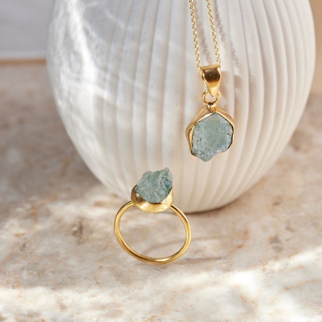 Gaia Aquamarin Ring Golden