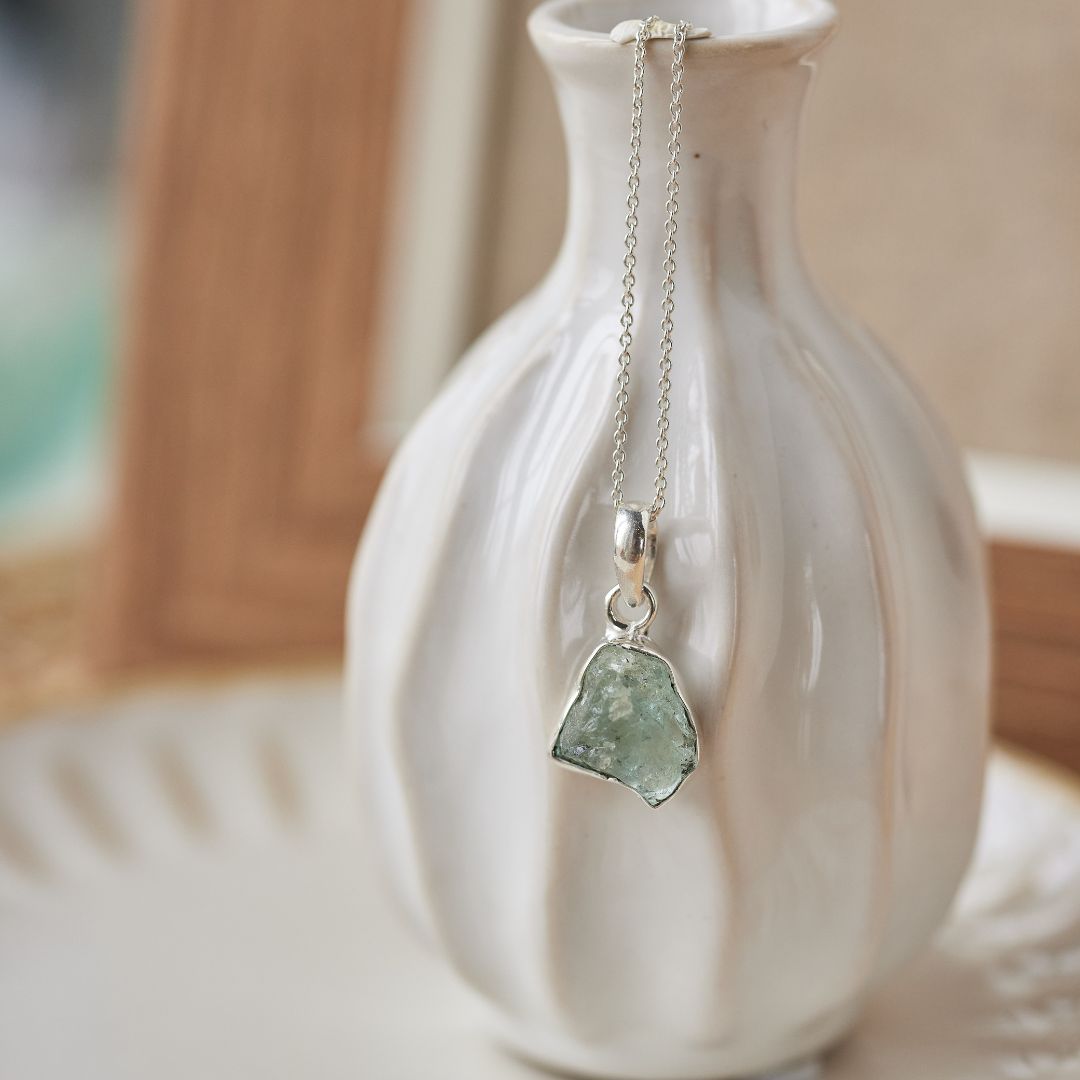 Gaia Aquamarin Charm Silber