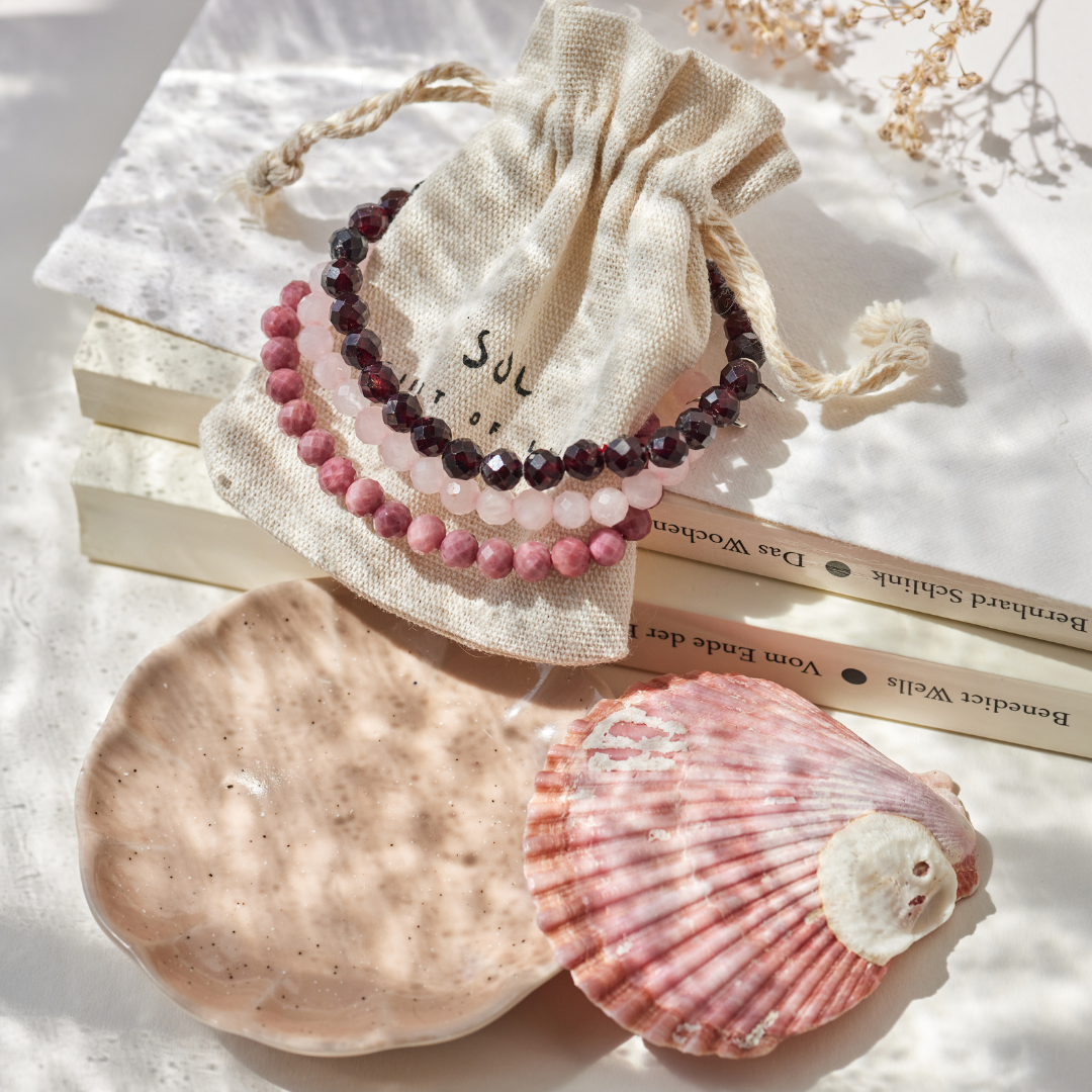 HEAL Set Granat, Rhodonit und Rosenquarz