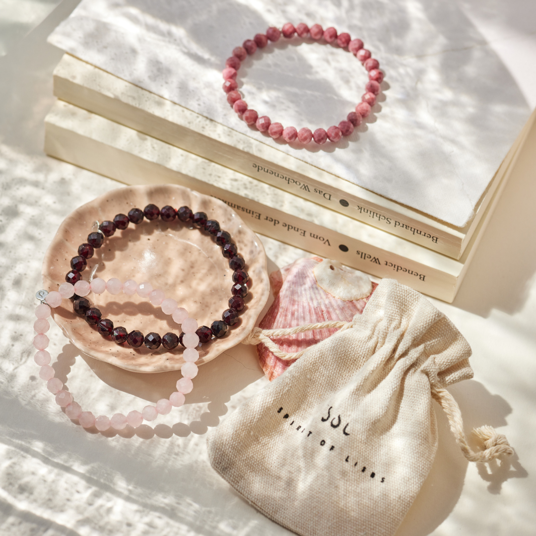 HEAL Set Granat, Rhodonit und Rosenquarz