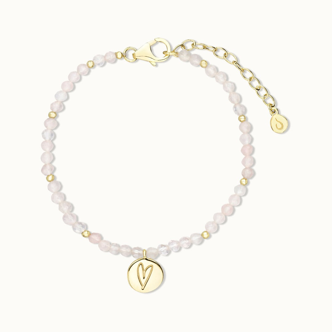 "I am loved" Rosenquarz Armband Golden - Spirit of Liebs