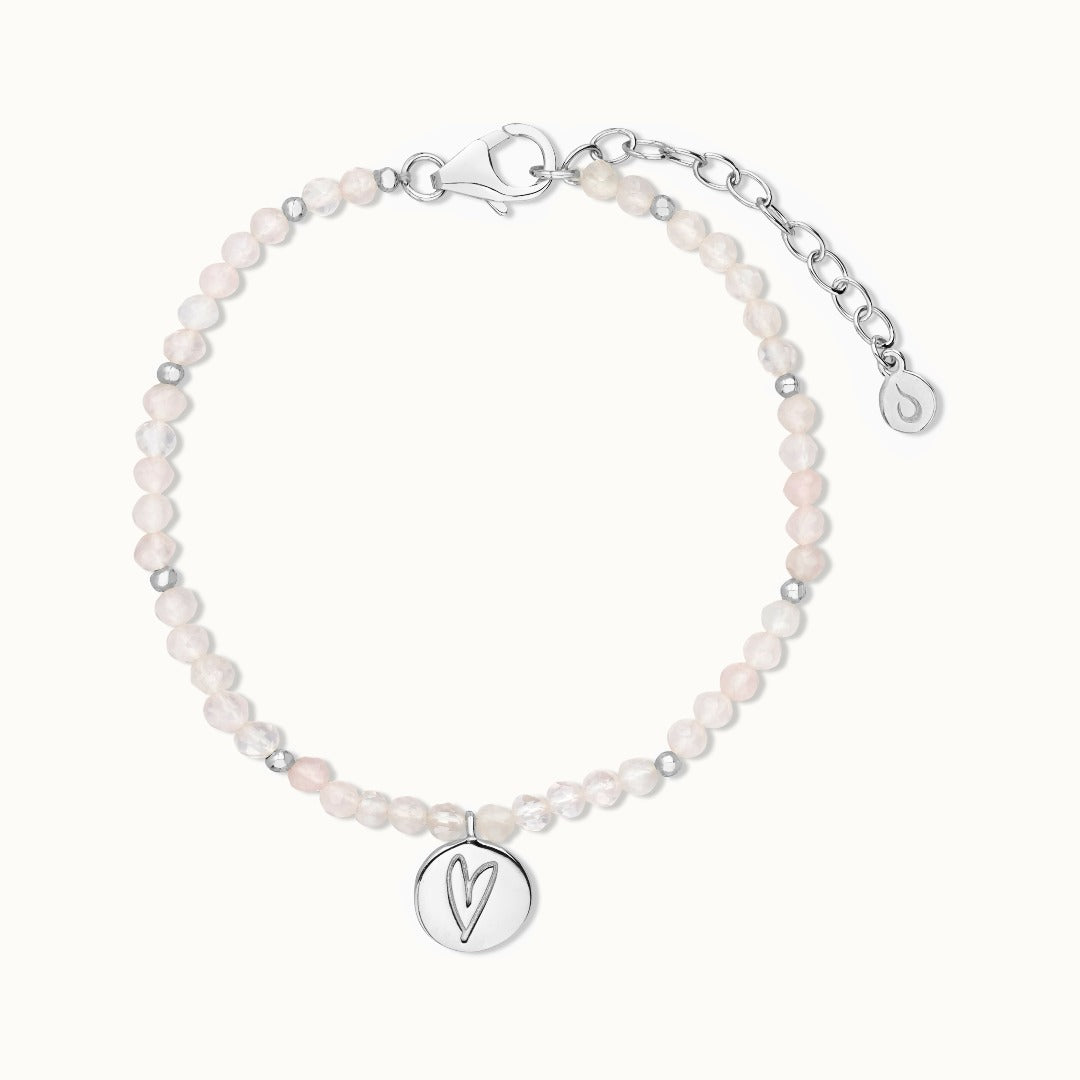 "I am loved" Rosenquarz Armband Silber - Spirit of Liebs