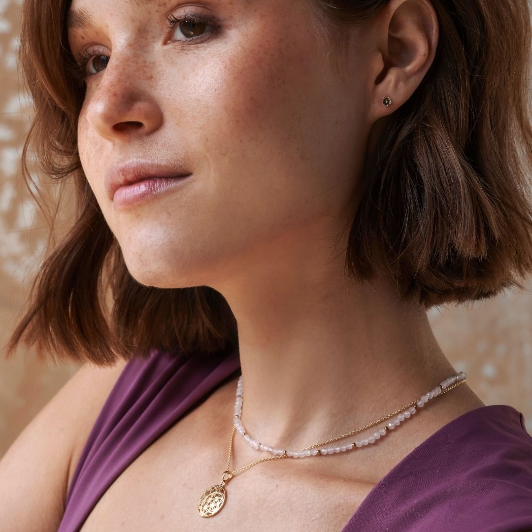 "I am loved" Rosenquarz Kette Golden