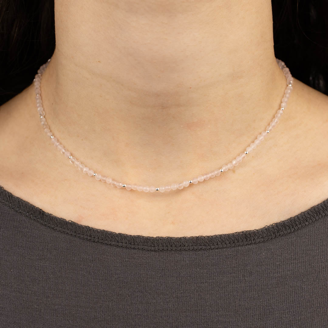 "I am loved" Rosenquarz Kette Silber - Spirit of Liebs