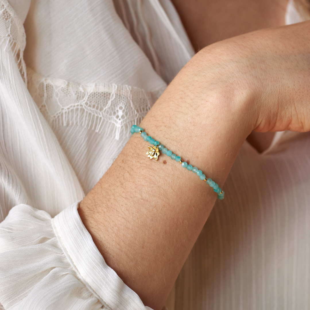 "I can and I will" Amazonit Armband Golden